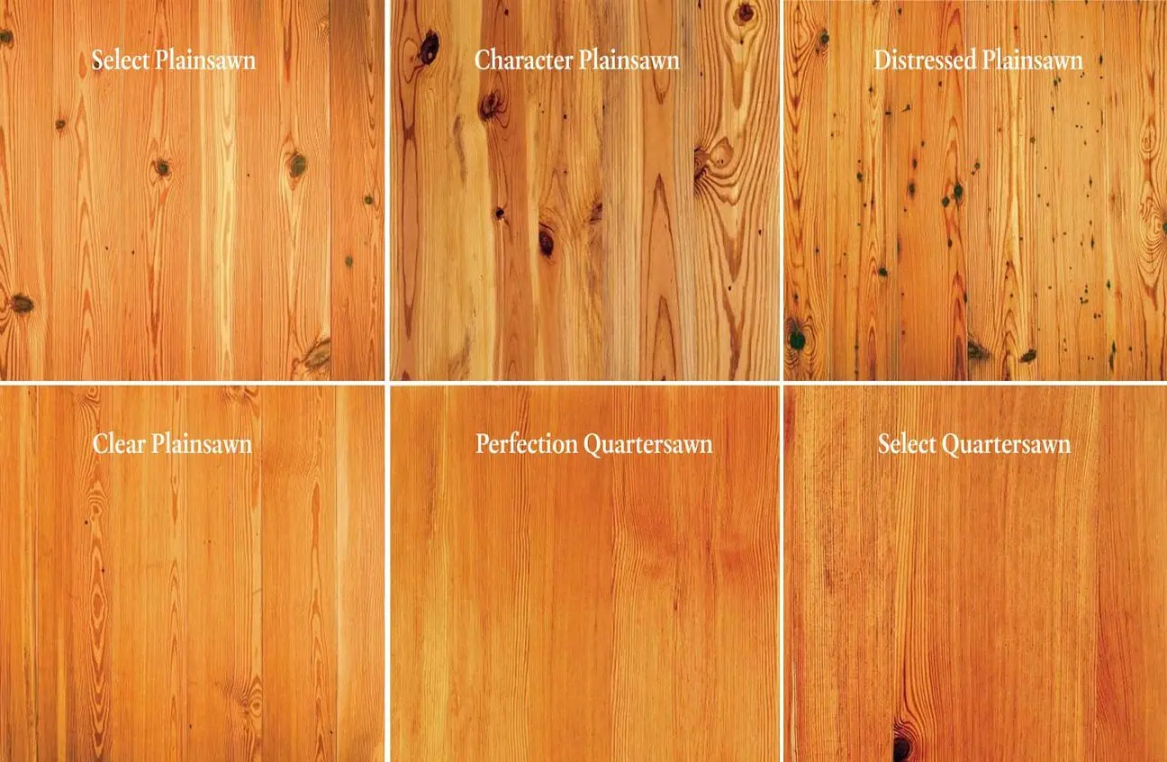 AHP wood grades comparison chart