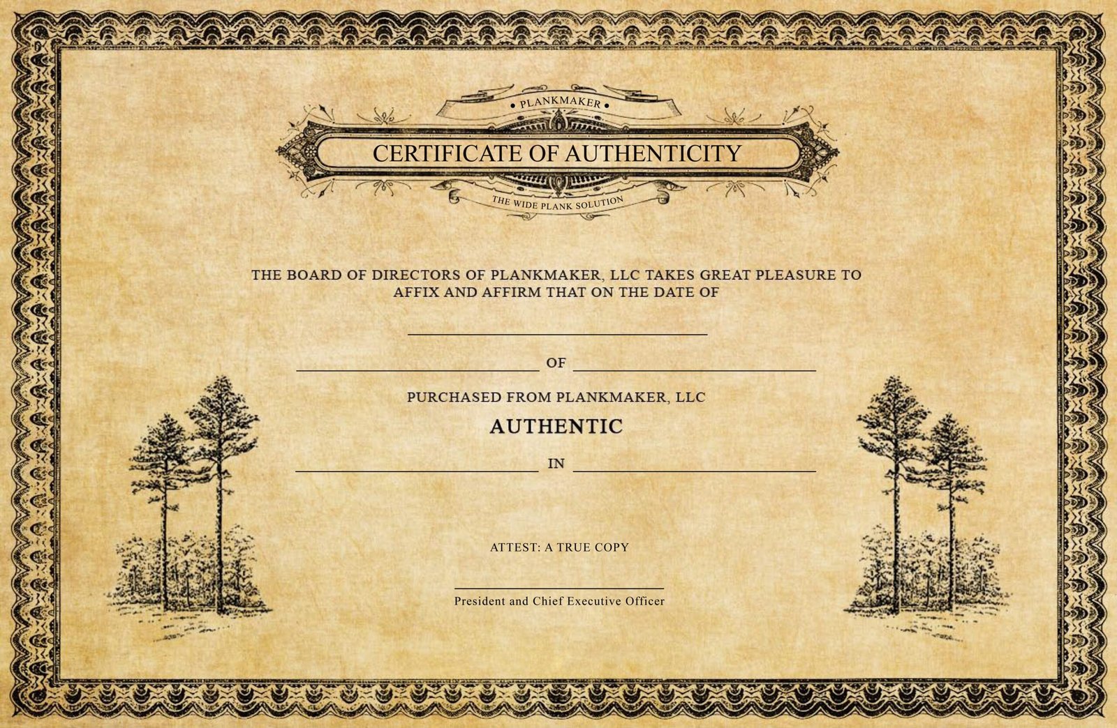 Authenticity certificate for reclaimed wood products